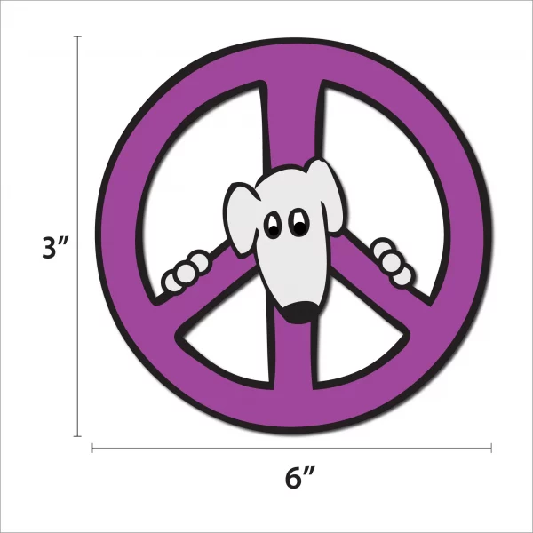 Peace Dog Purple Cut Out Peace Sign Magnet - Image 2