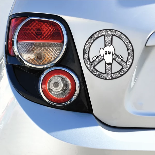 Peace Dog Black and White Cut Out Peace Sign Magnet - Image 3