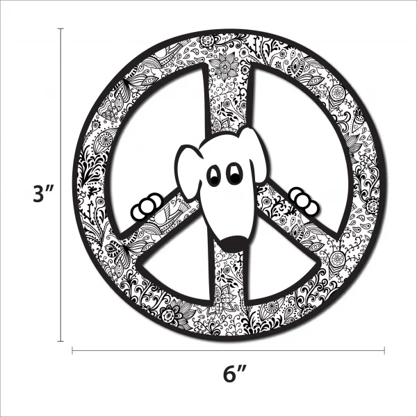 Peace Dog Black and White Cut Out Peace Sign Magnet - Image 2