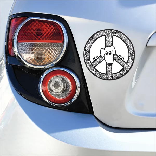 Peace Dog Black and White Solid Peace Sign Magnet - Image 3