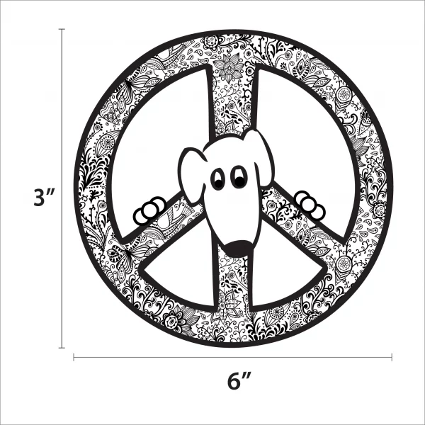Peace Dog Black and White Solid Peace Sign Magnet - Image 2