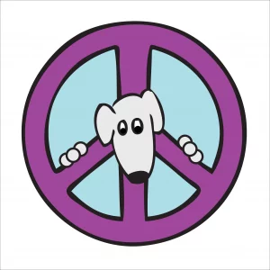 Peace Dog Purple and Blue Peace Sign Magnet