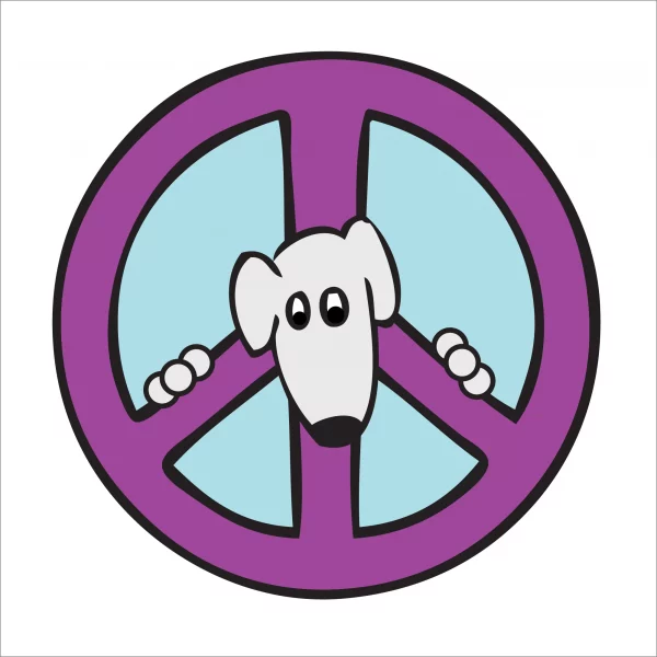 Peace Dog Purple and Blue Peace Sign Magnet