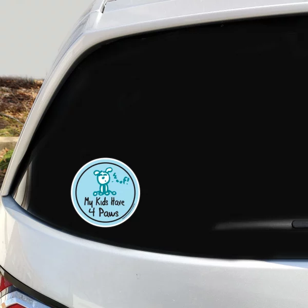 My Kids Have 4 Paws (Happy Dog) 2 Pack Window Decals - Image 3