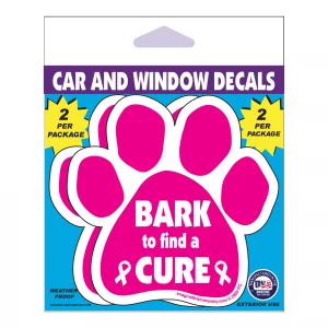 Bark To Find a Cure 2 Pack Window Decals