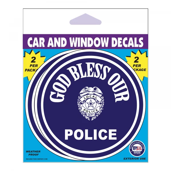 God Bless Police 2 Pack Window Decals