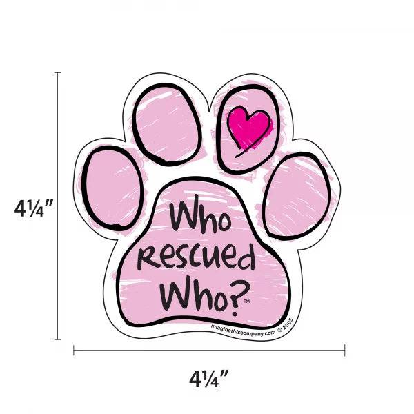 Who Rescued Who Pink Scribble Paw 2 Pack Window Decals - Image 2