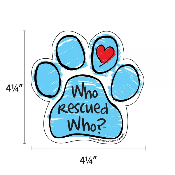 Who Rescued Who Blue Scribble Paw 2 Pack Window Decals - Image 2