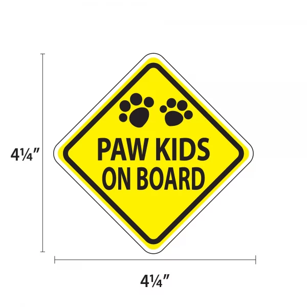 Caution: Paw Kids On Board 2 Pack Window Decals - Image 2