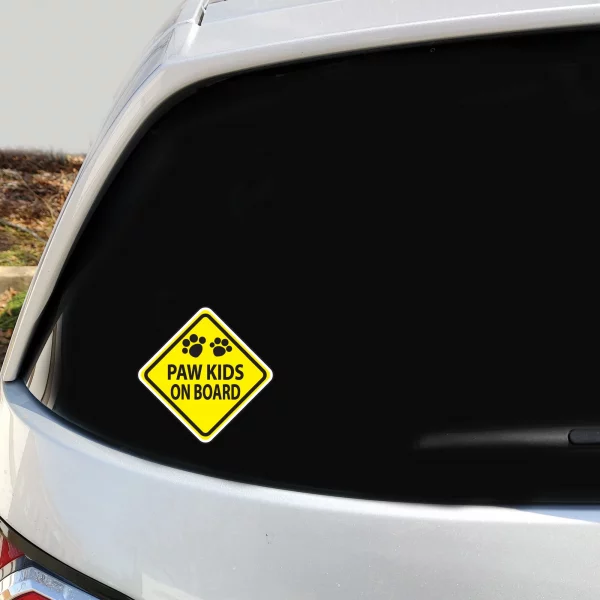 Caution: Paw Kids On Board 2 Pack Window Decals - Image 3