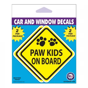Caution: Paw Kids On Board 2 Pack Window Decals