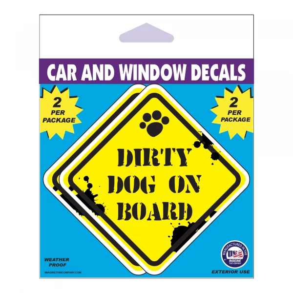 Caution: Dirty Dog On Board 2 Pack Window Decals