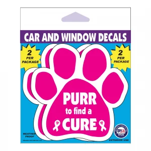 Purr To Find A Cure 2 Pack Window Decals
