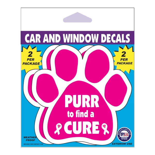 Purr To Find A Cure 2 Pack Window Decals