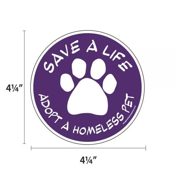 Save A Life Adopt a Homeless Pet (Purple) 2 Pack Window Decals - Image 2