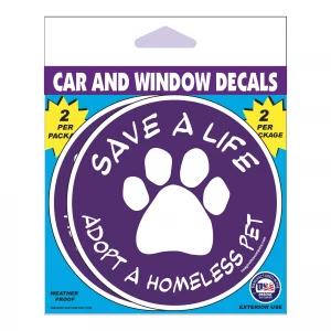 Save A Life Adopt a Homeless Pet (Purple) 2 Pack Window Decals