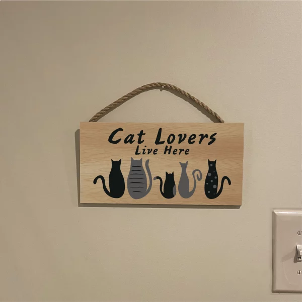 Cat Lovers Live here Wood Sign - Image 3