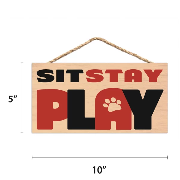 Sit Stay Play Wood Sign - Image 2