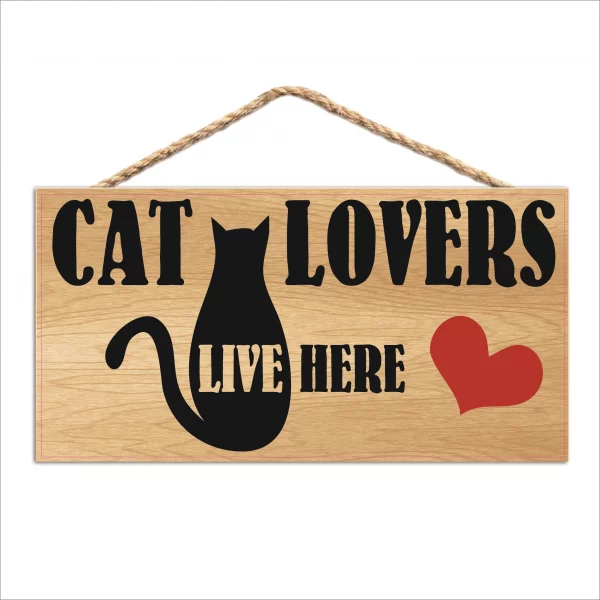 Cat Lovers Heart Wood Sign