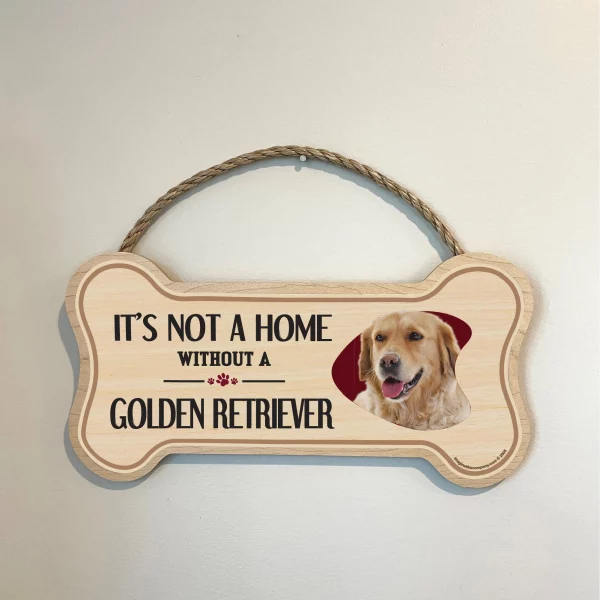 It's not A Home Without A Golden Retriever Wood Bone Sign - Image 3
