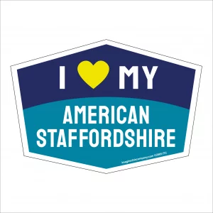 I Love My American Staffordshire Hexagon Shaped Magnet