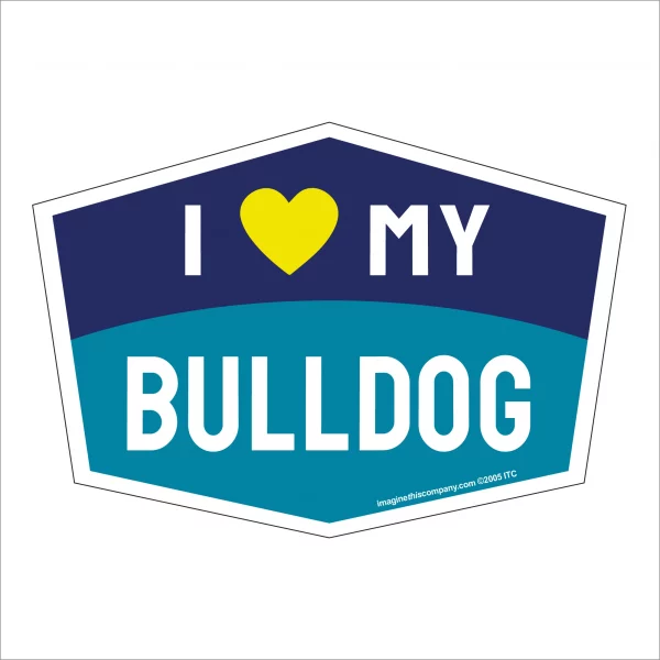 I Love My Bulldog Hexagon Shaped Magnet