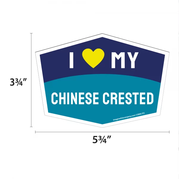 I Love My Chinese Crested Hexagon Shaped Magnet - Image 2
