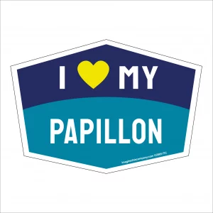 I Love My Papillion Hexagon Shaped Magnet