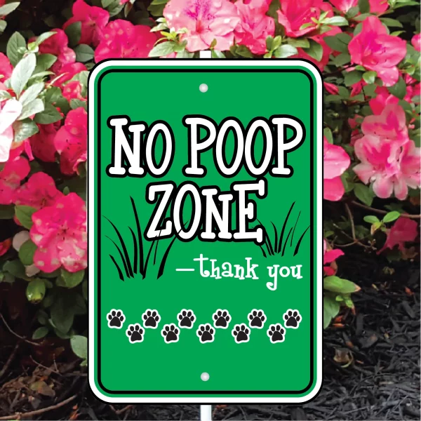 No Poop Zone Green Mini Garden Sign - Image 3