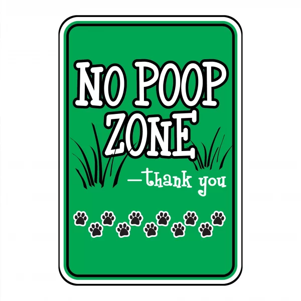 No Poop Zone Green Mini Garden Sign