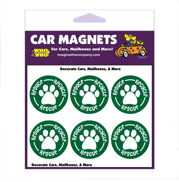 Reduce Recycle Rescue Mini Paws Magnets