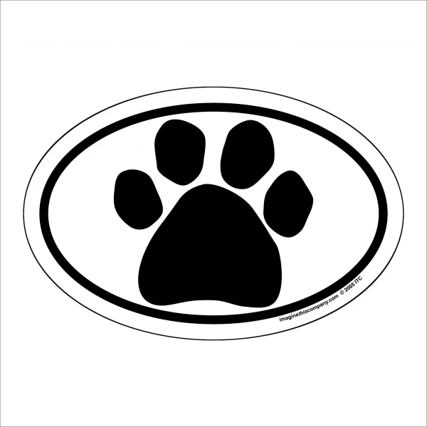 Black Paw Oval Magnet