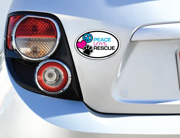 Peace Love Rescue Oval Magnet - Image 3