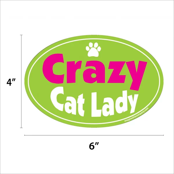 Crazy Cat Lady Green Oval Magnet - Image 2