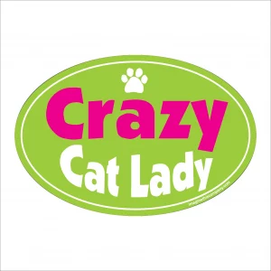 Crazy Cat Lady Green Oval Magnet