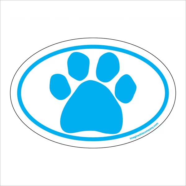 Blue Paw Oval Magnet