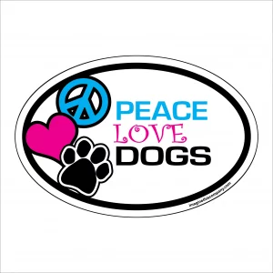 Peace Love Dogs Oval Magnet