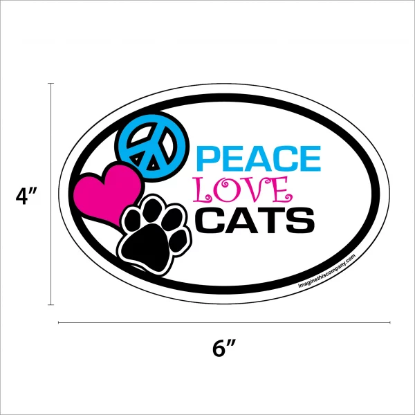 Peace Love Cats Oval Magnet - Image 2