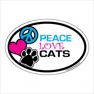 Peace Love Cats Oval Magnet