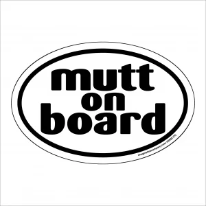 Mutt On Board Oval Magnet