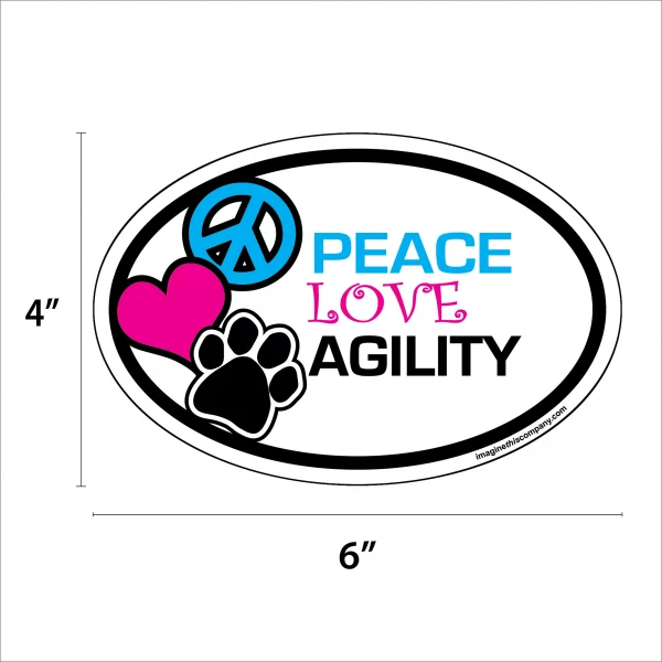 Peace Love Agility Oval Magnet - Image 2