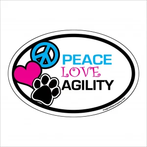 Peace Love Agility Oval Magnet