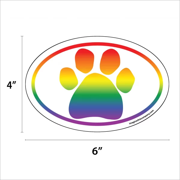 Smooth Rainbow Pride Paw Oval Magnet - Image 2