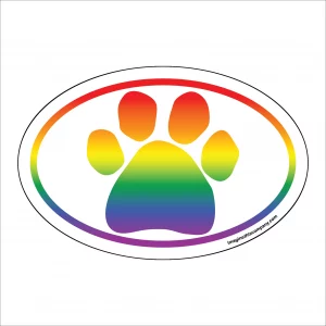 Smooth Rainbow Pride Paw Oval Magnet
