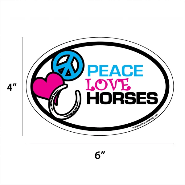 Peace Love Horses Oval Magnet - Image 2
