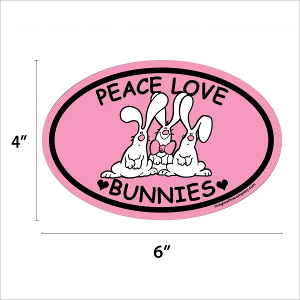 Peace Love Bunnies Oval Magnet - Image 2