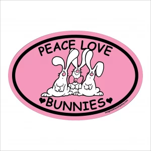 Peace Love Bunnies Oval Magnet