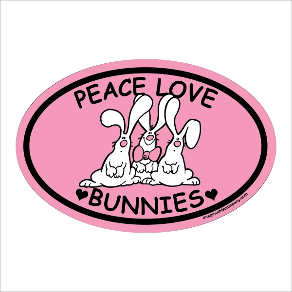 Peace Love Bunnies Oval Magnet