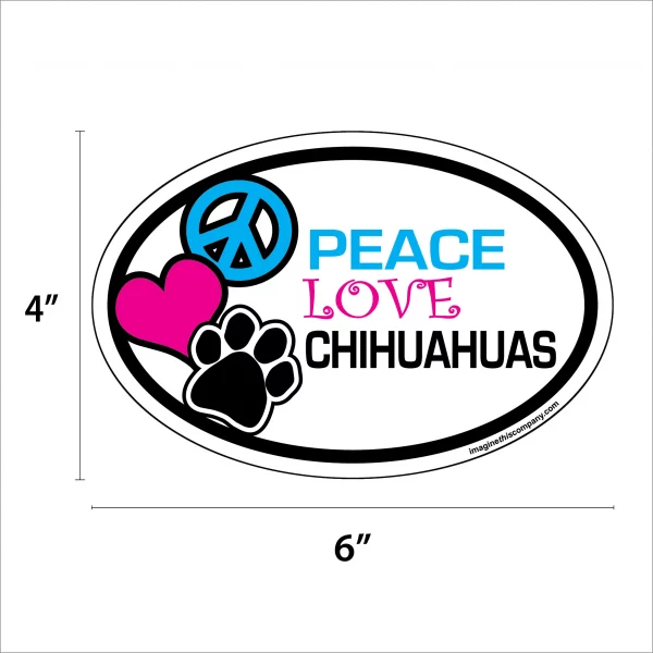 Peace Love Chihuahuas Oval Magnet - Image 2