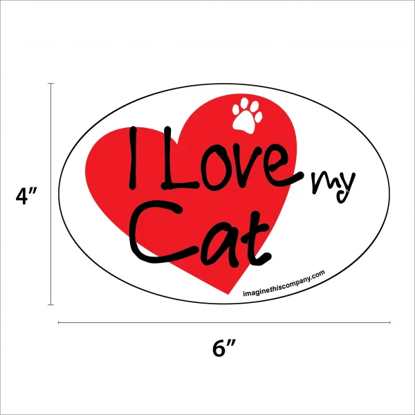 I Heart My Cat Oval Magnet - Image 2